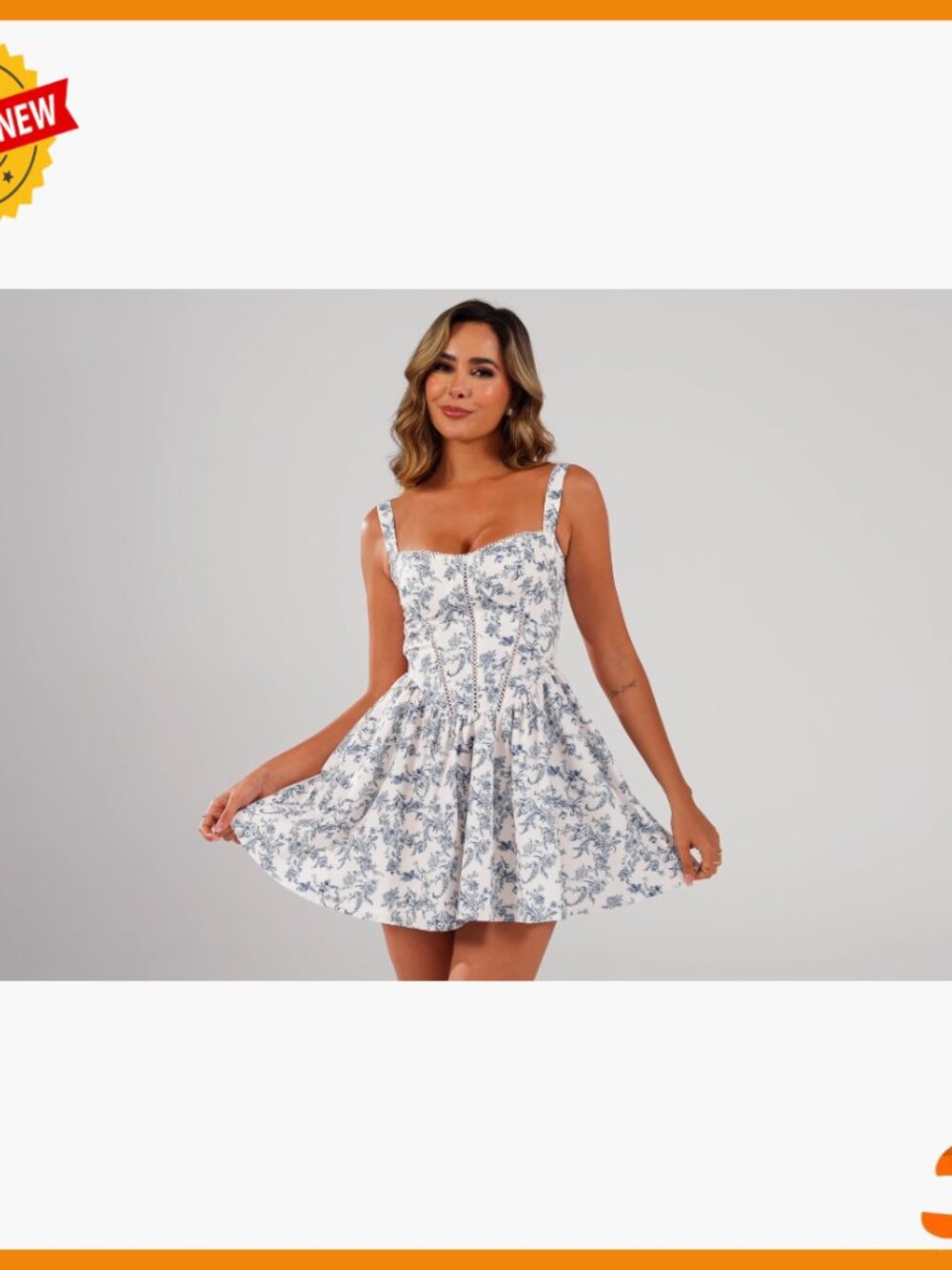 Floral Corset Mini Dress with Pockets, Smocked Back, Adjustable Straps - Picture 6 of 7